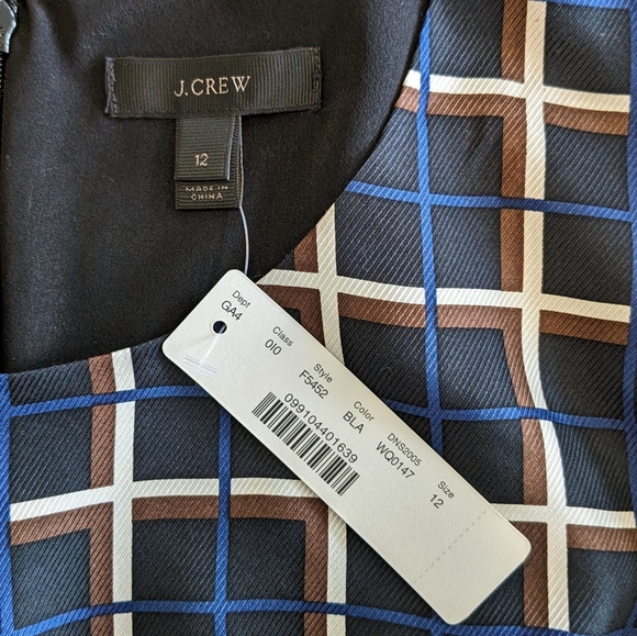 NWT J. Crew Silk Twill Windowpane Midi Dress Sz 12 Style F5452 - Picture 6 of 7
